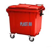 Мусорный евроконтейнер пластиковый 1100 л. с плоской крышкой, красный