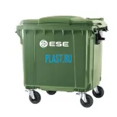 Мусорный евроконтейнер пластиковый 770 л. с плоской крышкой, зеленый