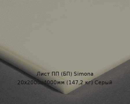 Лист ПП (БП) 20х2000х4000мм (147,2 кг) Серый (Германия) Артикул: 10010532