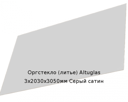 Литьевое оргстекло (акрил) Altuglas 3х2030х3050мм (22,1 кг) Серый сатин