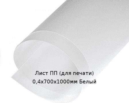 Лист ПП (для печати) 0,4х700х1000мм Белый