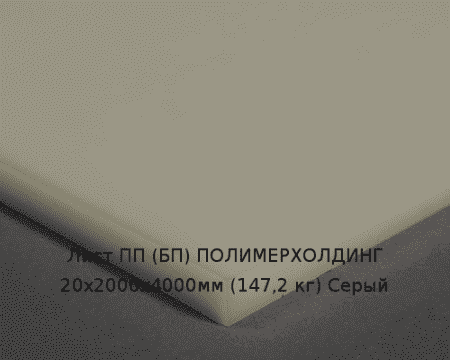 Лист ПП (БП) 20х2000х4000мм (147,2 кг) Серый