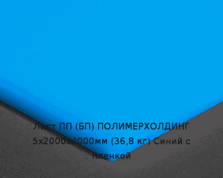 Лист ПП (БП) 5х2000х4000мм (36,8 кг) Синий с пленкой