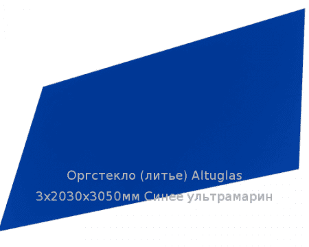 Литьевое оргстекло (акрил) Altuglas 3х2030х3050мм (22,1 кг) Синее ультрамарин