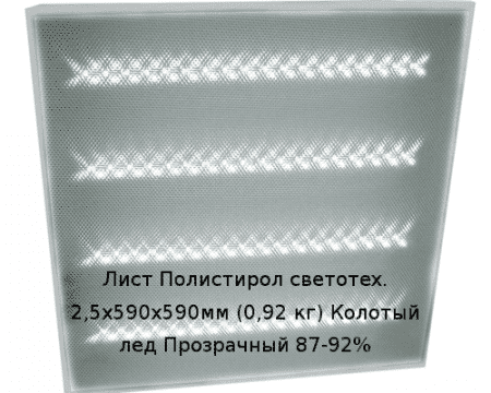Лист Полистирол светотех. 2,5х590х590мм (0,92 кг) Колотый лед Прозрачный 87-92%