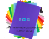 Лист ПП (сотовый) PLASTSTONE СПП 2х2000х3000мм (1,98 кг) Белый