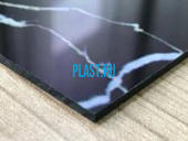 Лист АБС PLASTSTONE 2х1000х2000мм (4,24 кг) Черный Мрамор Гладкий