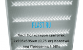 Лист Полистирол светотех. 2х595х595мм (0,75 кг) Колотый лед Прозрачный 98%