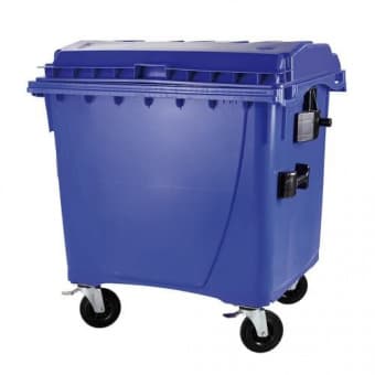Мусорный евроконтейнер пластиковый 1100 л. с плоской крышкой, синий