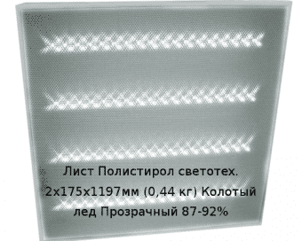 Лист Полистирол светотех. 2х175х1190мм (0,44 кг) Колотый лед Прозрачный 87-92%