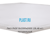 Лист ПВДФ (PVDF) 8х1000х2000 (28,48 кг) Натуральный