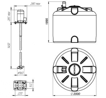 Емкость TR 4500 c пропеллерной мешалкой