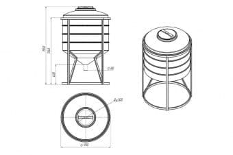 Емкость ФМ 500л в обрешетке