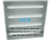 Лист Полистирол светотехнический PLASTSTONE 2х175х1190мм (0,44 кг) Колотый лед Прозрачный 87-92%