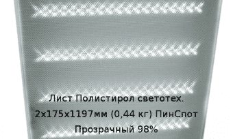 Лист Полистирол светотех. 2х175х1190мм (0,44 кг) ПинСпот Прозрачный 98%