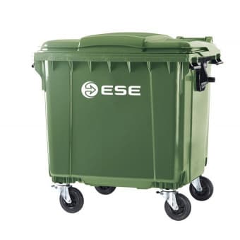 Мусорный евроконтейнер пластиковый 770 л. с плоской крышкой, зеленый